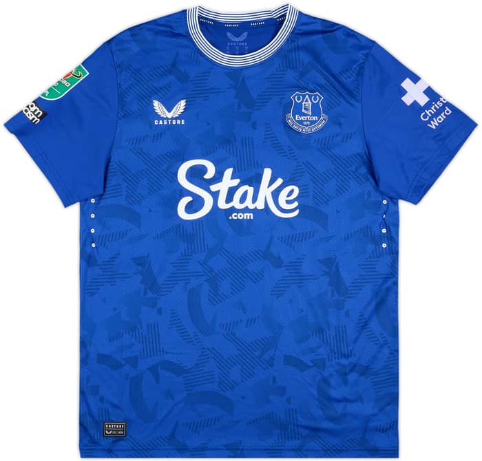 2024-25 Everton Match Issue Carabao Cup Home Shirt Maupay #21