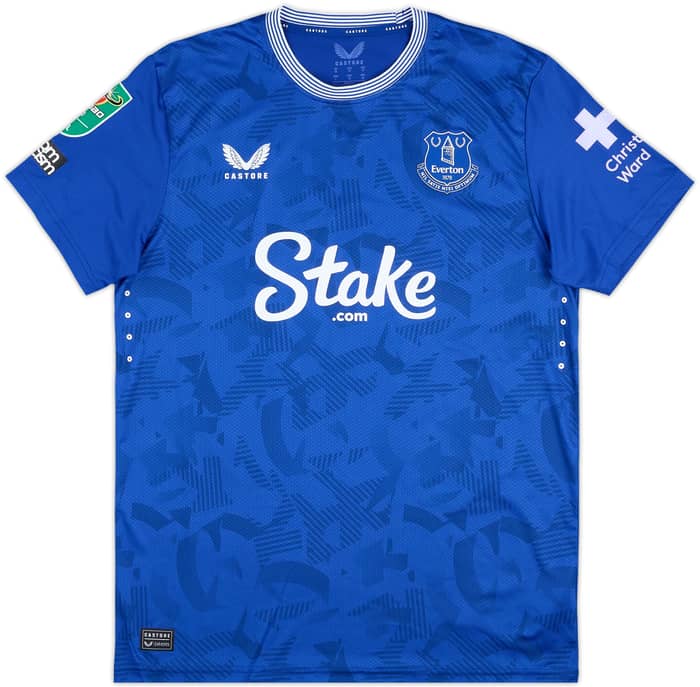 2024-25 Everton Match Issue Carabao Cup Home Shirt Maupay #21