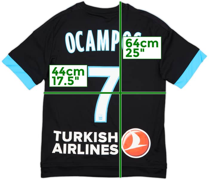 2015-16 Olympique Marseille Away Shirt Ocampos #7 - 10/10 - (L.Boys)