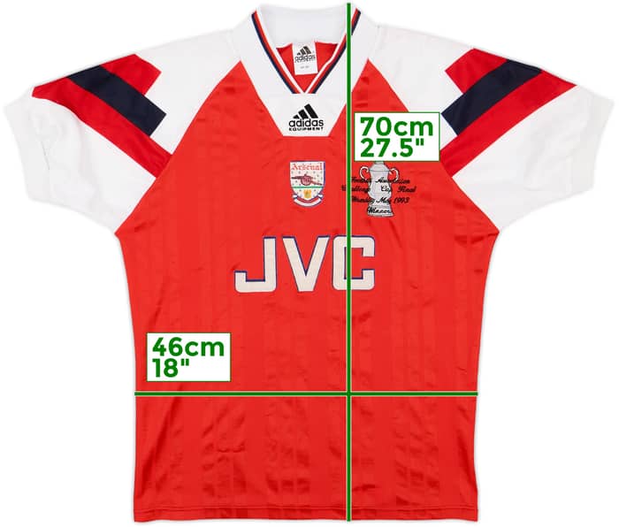 1992-94 Arsenal FA Cup Final 1993 Home Shirt - 8/10 - (S)