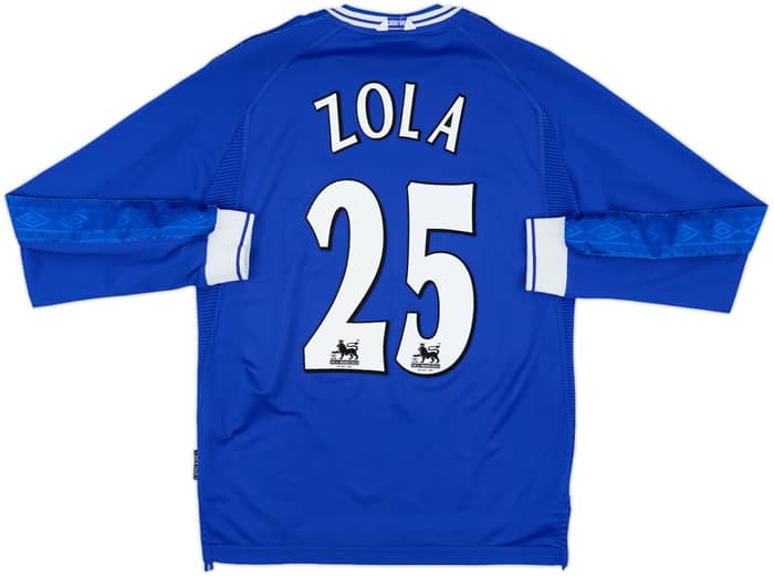1999-01 Chelsea Home L/S Shirt Zola #25 - 8/10 - (M)