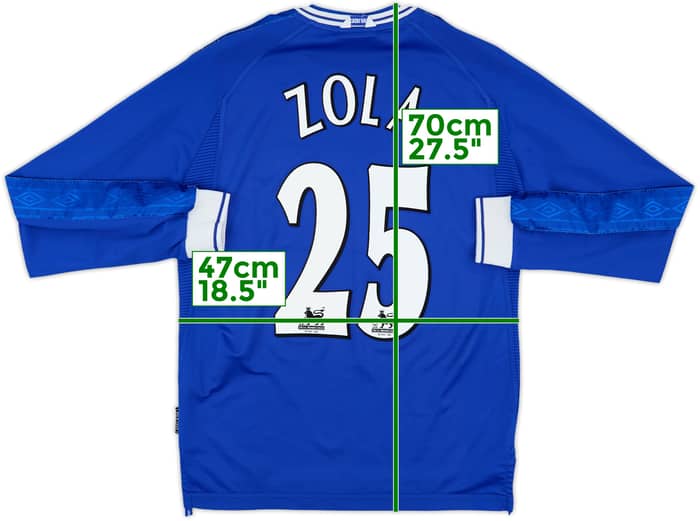 1999-01 Chelsea Home L/S Shirt Zola #25 - 8/10 - (M)