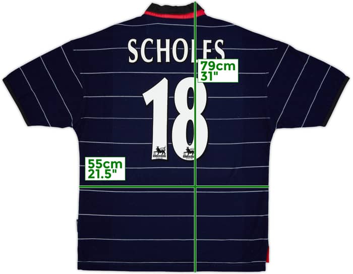 1999-00 Manchester United Away Shirt Scholes #18 - 9/10 - (L)