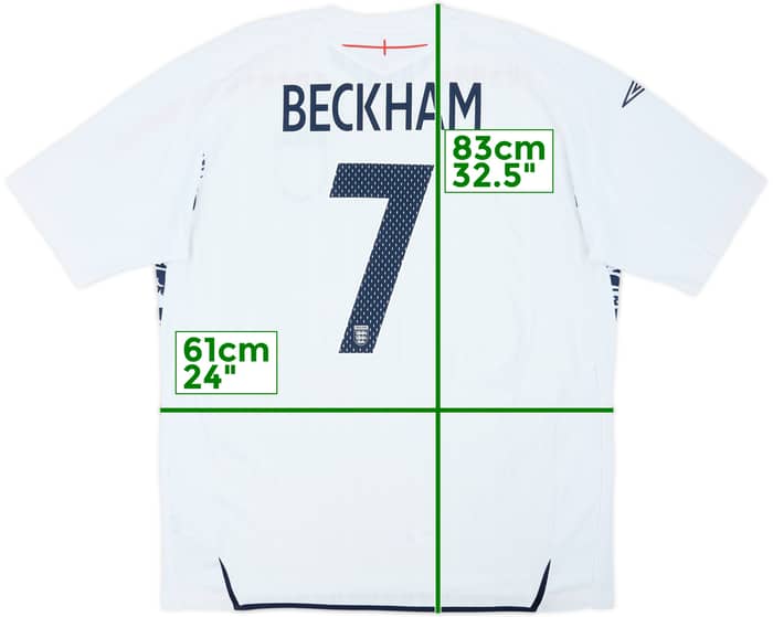 2007-09 England Home Shirt Beckham #7 - 5/10 - (XXL)