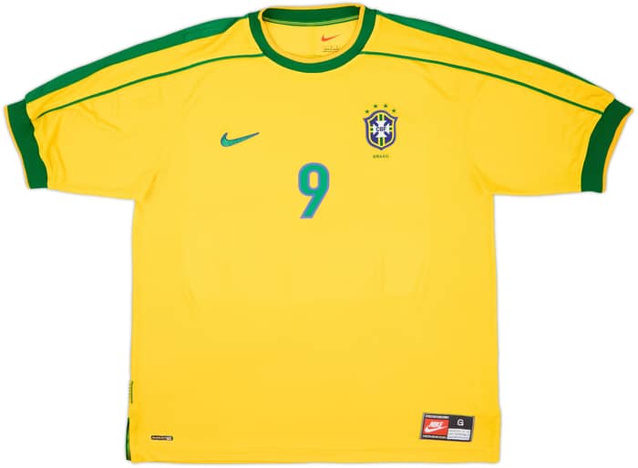 1998-00 Brazil Home Shirt Ronaldo #9 - 9/10 - (L)