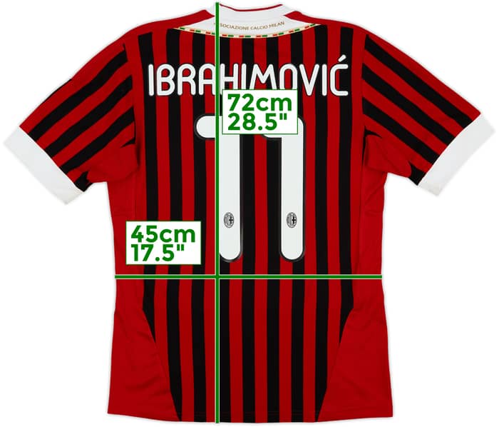 2011-12 AC Milan Home Shirt Ibrahimovic #11 - 9/10 - (S)