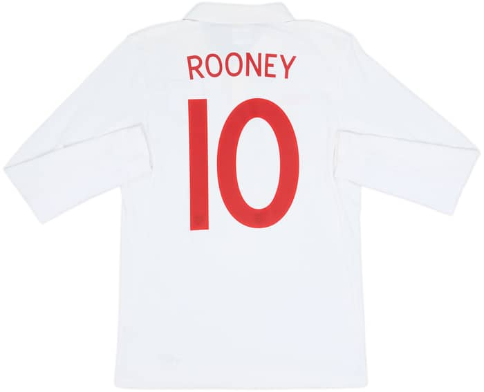 2009-10 England Home L/S Shirt Rooney #10 - 8/10 - (M)