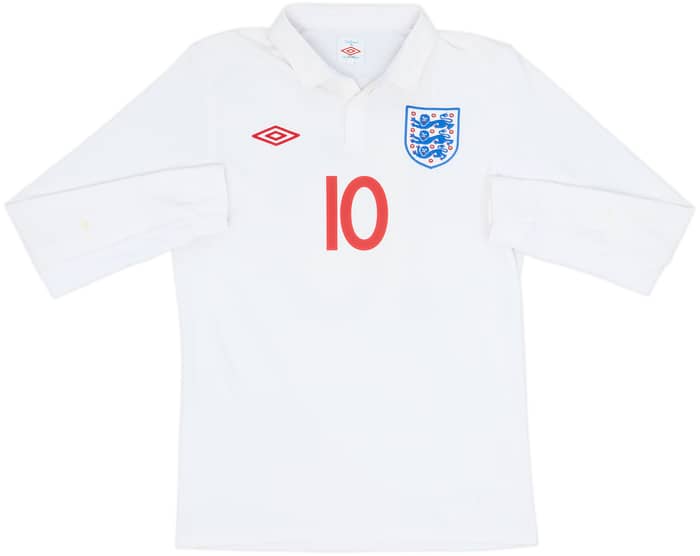2009-10 England Home L/S Shirt Rooney #10 - 8/10 - (M)