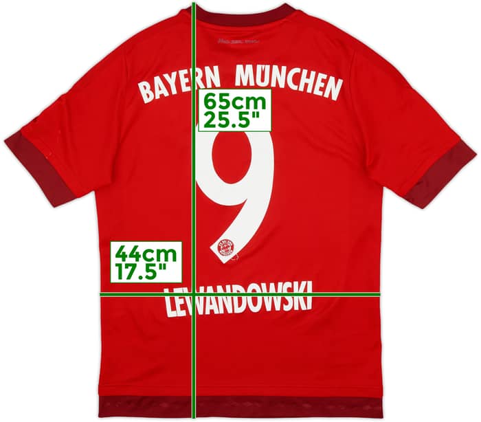 2015-16 Bayern Munich Home Shirt Lewandowski #9 - 5/10 - (XL.Boys)