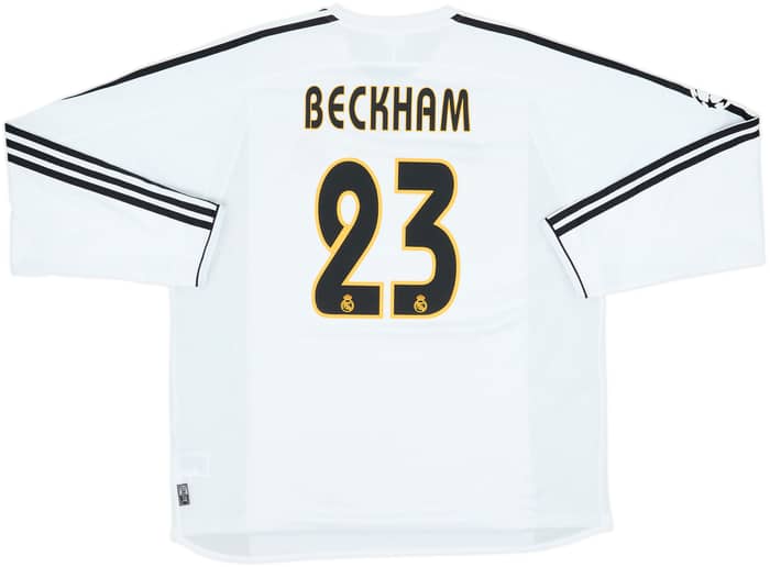 2003-04 Real Madrid Home L/S Shirt Beckham #23 - 9/10 - (XL)