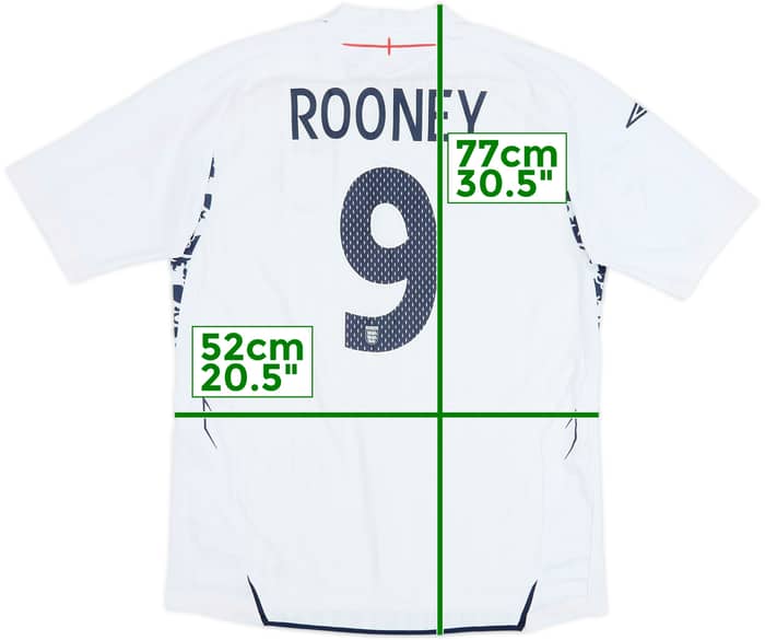 2007-09 England Home Shirt Rooney #9 - 6/10 - (L)