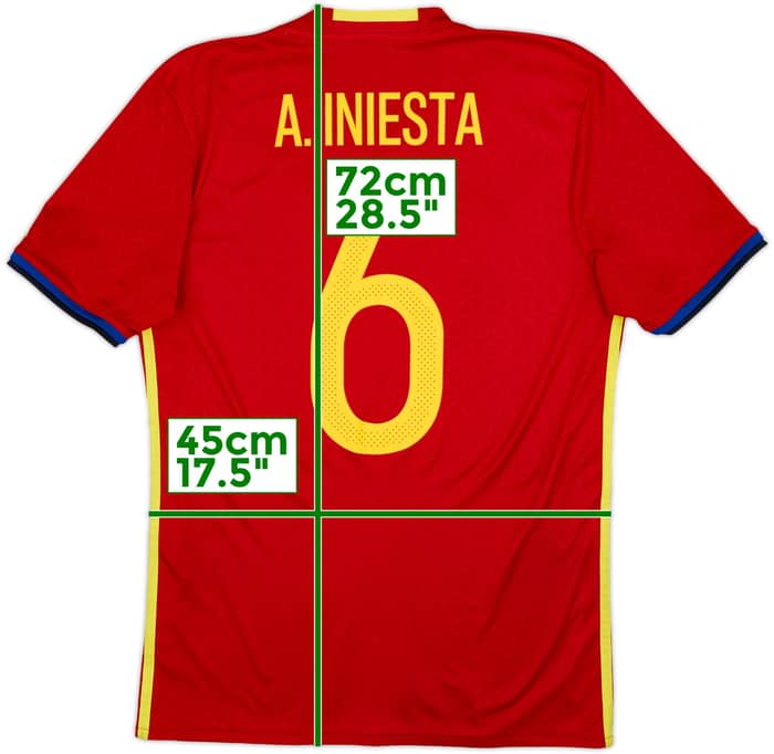2016-17 Spain Home Shirt A. Iniesta #6 - 10/10 - (S)