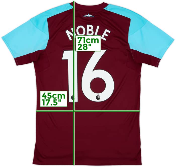 2017-18 West Ham Home Shirt Noble #16 - 8/10 - (S)
