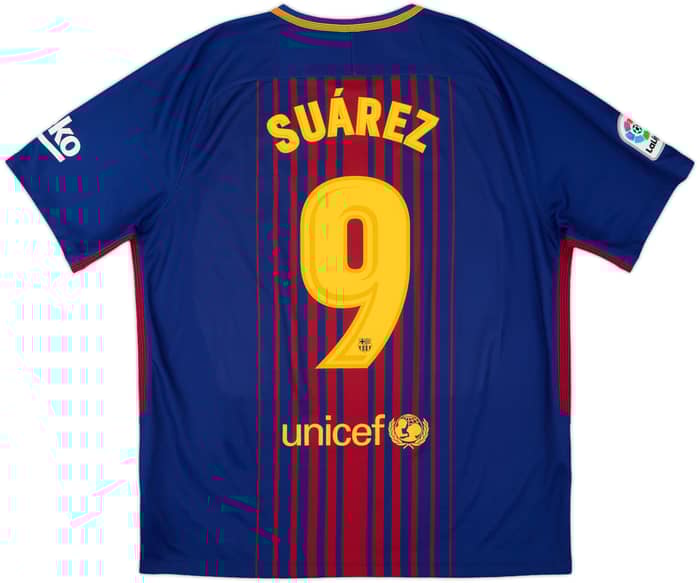 2017-18 Barcelona Home Shirt Suarez #9 - 7/10 - (XL)