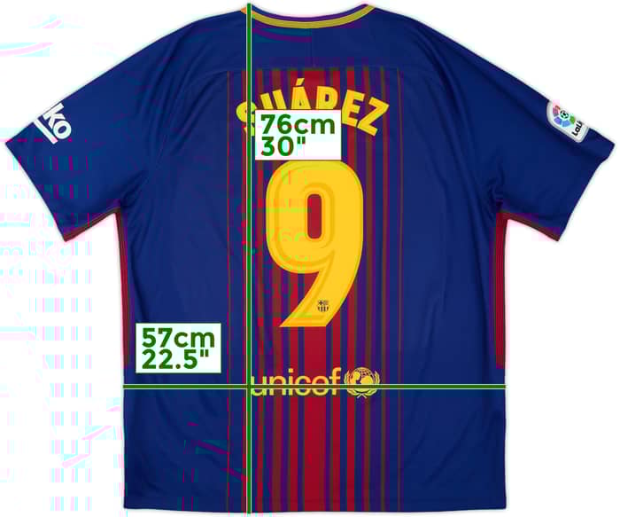 2017-18 Barcelona Home Shirt Suarez #9 - 7/10 - (XL)