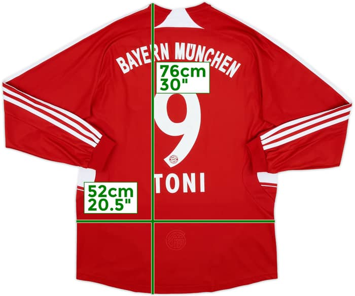 2007-08 Bayern Munich Home L/S Shirt Toni #9 - 8/10 - (M)