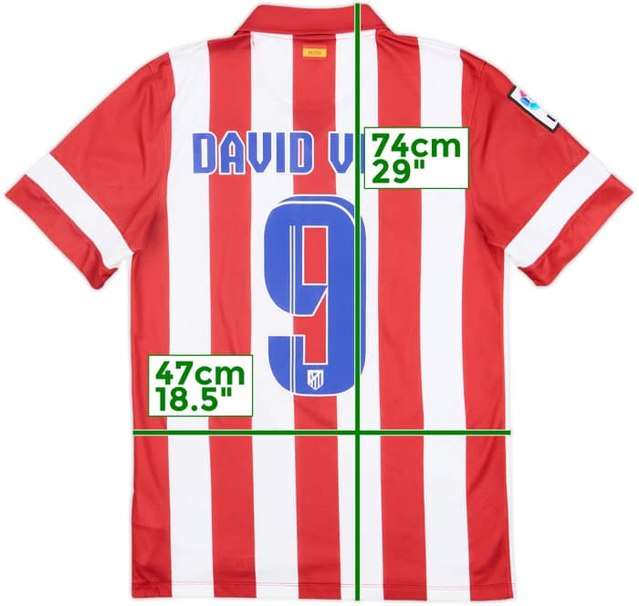 2013-14 Atletico Madrid Home Shirt David Villa #9 - 8/10 - (S)