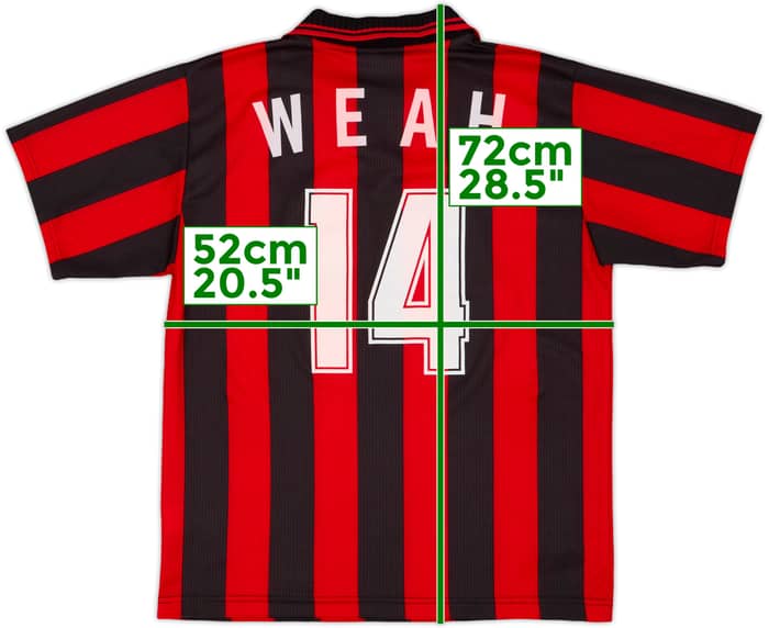1996-97 AC Milan Home Shirt Weah #14 - 8/10 - (M)