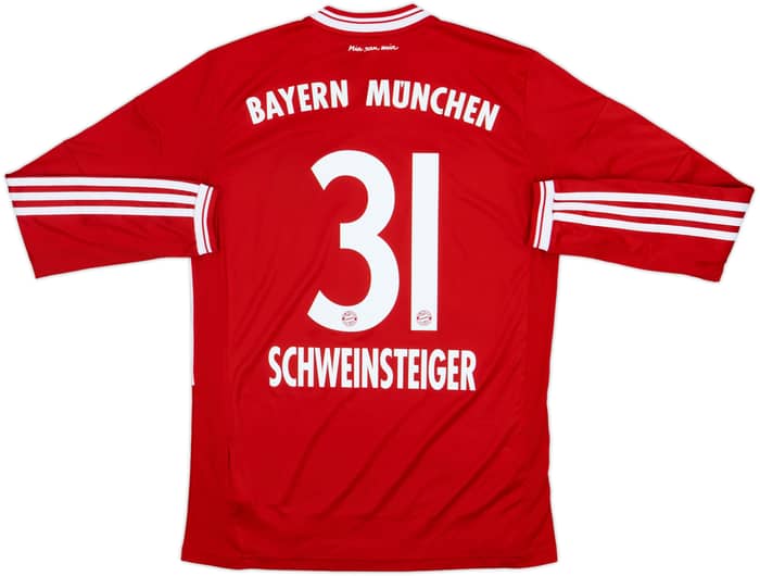 2013-14 Bayern Munich Home L/S Shirt Schweinsteiger #31 - 6/10 - (XL.Boys)