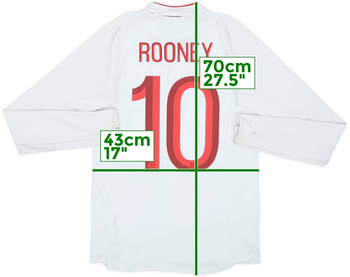 2012-13 England Home L/S Shirt Rooney #10 - 6/10 - (S)