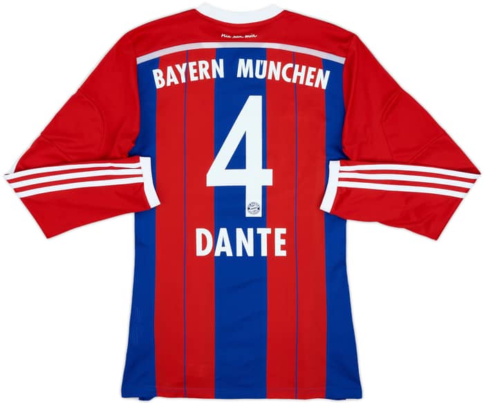 2014-15 Bayern Munich Home L/S Shirt Dante #4 - 8/10 - (S)