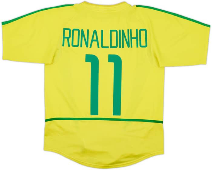 2002-04 Brazil Home Shirt Ronaldinho #11 - 9/10 - (XL.Boys)