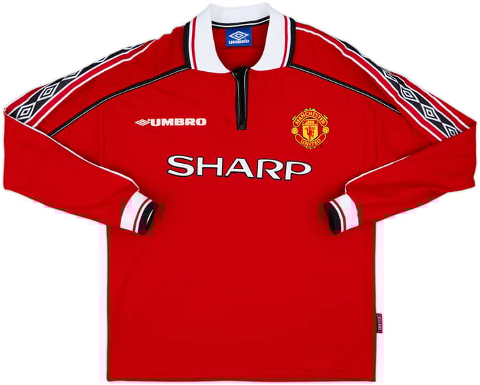 1998-00 Manchester United Home L/S Shirt Beckham #7 - 9/10 - (M)