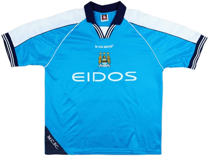 1999-01 Manchester City Home Shirt Weah #22 - 8/10 - (L)