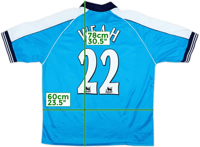 1999-01 Manchester City Home Shirt Weah #22 - 8/10 - (L)