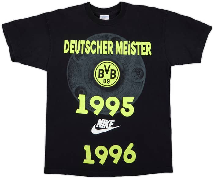 1995-96 Borussia Dortmund Nike 'Deutscher Meister' Cotton Tee - 8/10 - (M)