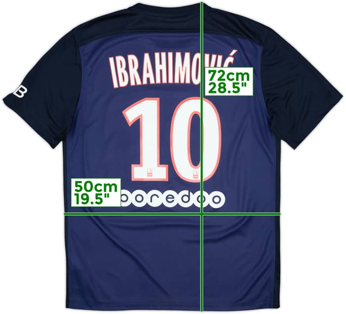 2015-16 Paris Saint-Germain Home Shirt Ibrahimovic #10 - 8/10 - (M)