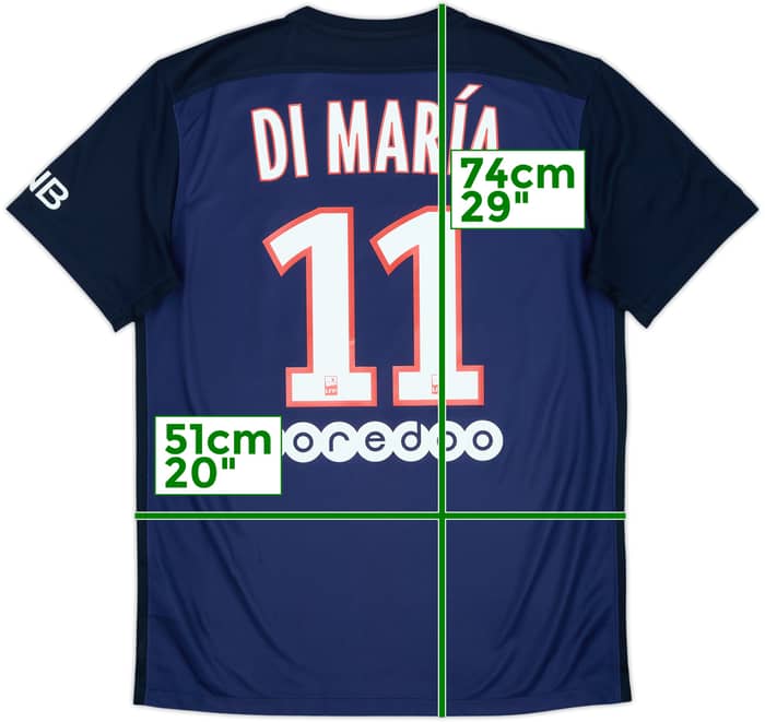 2015-16 Paris Saint-Germain Home Shirt Di Maria #11 - 8/10 - (M)