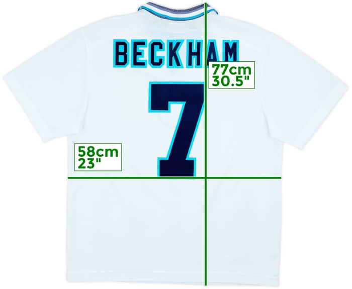 1995-97 England Home Shirt Beckham #7 - 5/10 - (XL)
