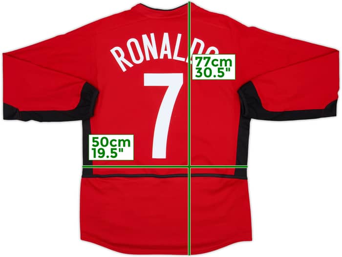 2002-04 Manchester United Local Manga Larga Camiseta Ronaldo #7 - 8/10 - (M)