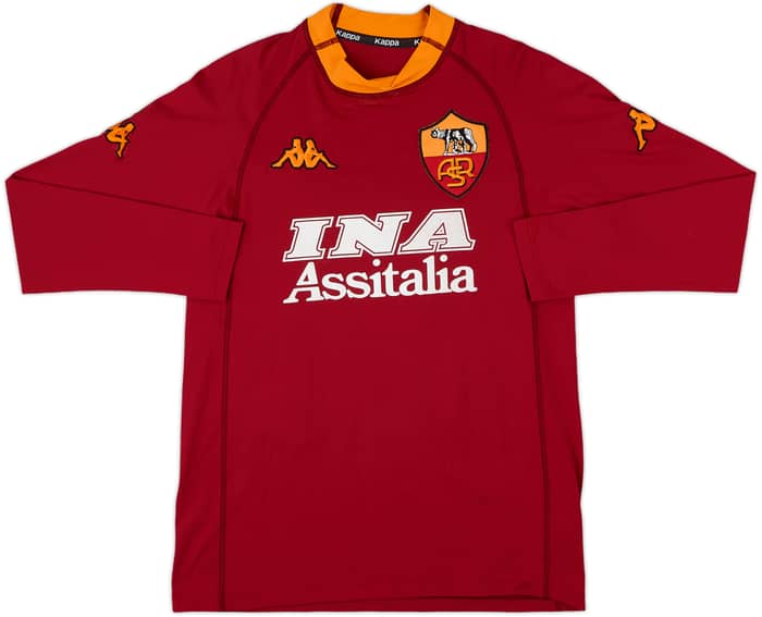 2000-01 Roma Home L/S Shirt Totti #10 - 7/10 - (S)