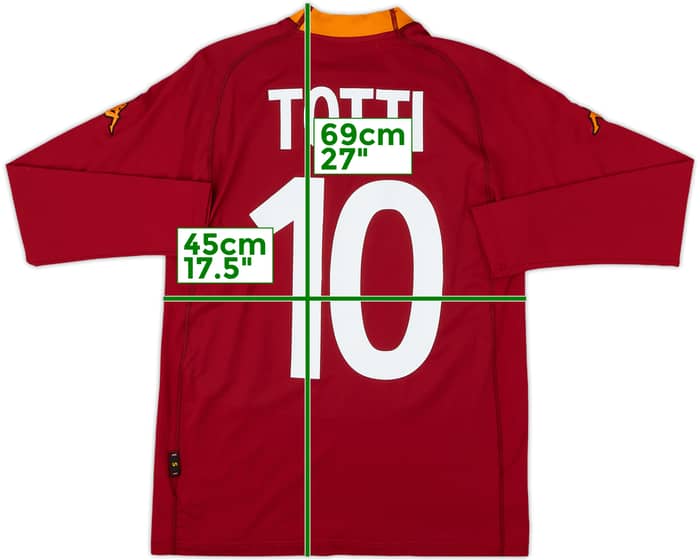 2000-01 Roma Home L/S Shirt Totti #10 - 7/10 - (S)