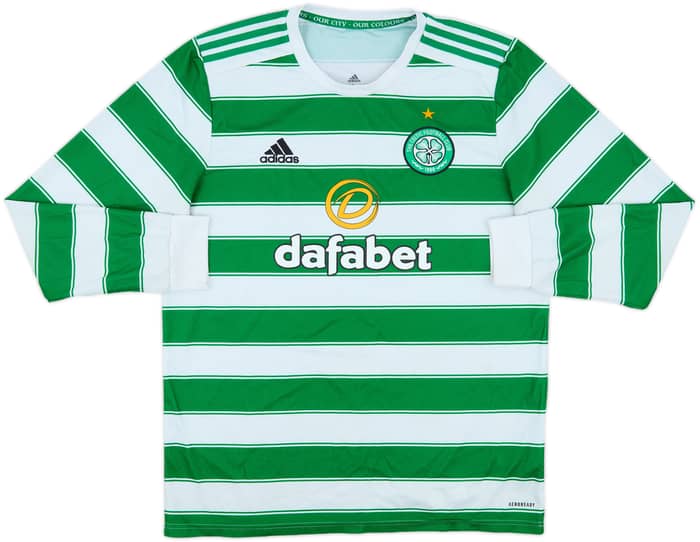 2021-22 Celtic Home L/S Shirt - 6/10 - (L)
