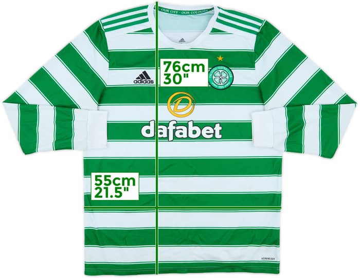 2021-22 Celtic Home L/S Shirt - 6/10 - (L)