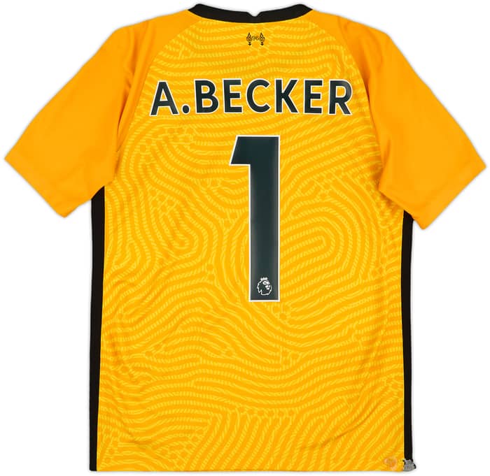 2020-21 Liverpool GK S/S Shirt A.Becker #1 - 8/10 - (XL.Boys)