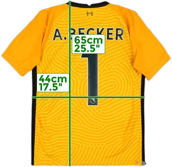 2020-21 Liverpool GK S/S Shirt A.Becker #1 - 8/10 - (XL.Boys)