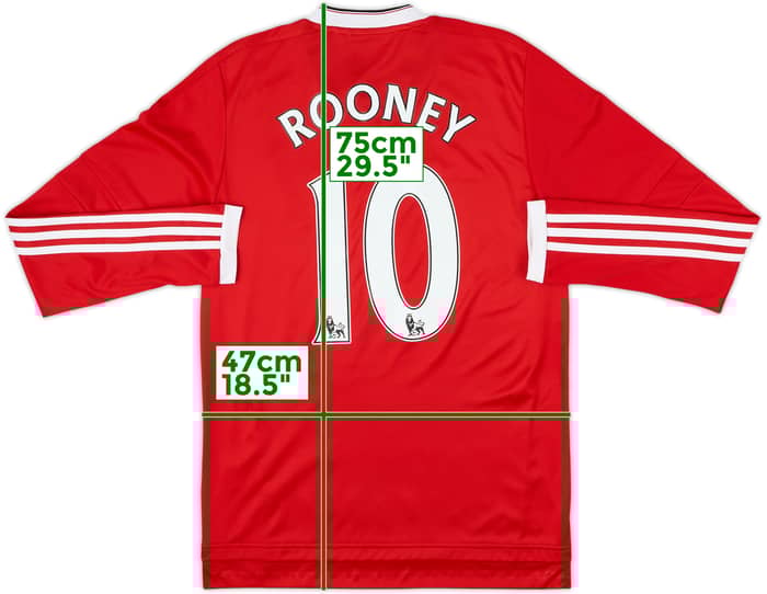 2015-16 Manchester United Home L/S Shirt Rooney #10 - 8/10 - (S)