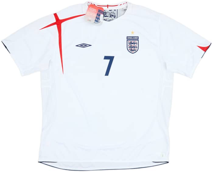 2005-07 England Home Shirt Beckham #7 - 8/10 - (3XL)