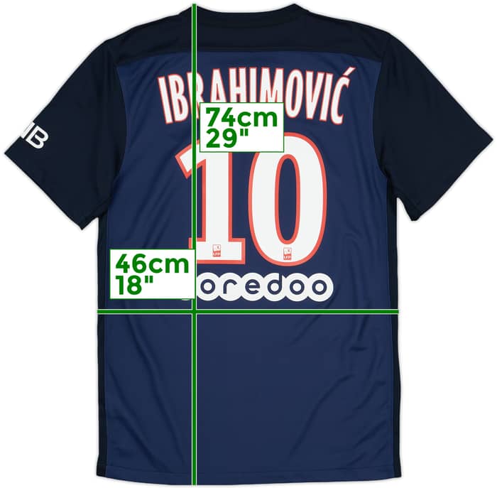 2015-16 Paris Saint-Germain Home Shirt Ibrahimovic #10 - 10/10 - (S)
