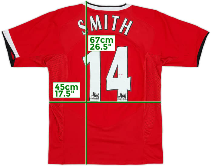 2004-06 Manchester United Home Shirt Smith #14 - 6/10 - (14-15 Years)