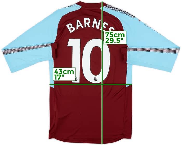 2017-18 Burnley Home L/S Shirt Barnes #10 - 8/10 - (S)