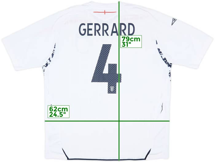 2007-09 England Home Shirt Gerrard #4 - 5/10 - (XXL)