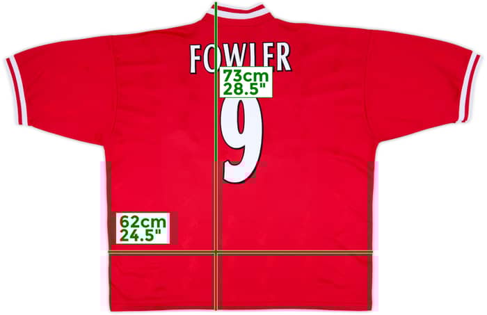 1996-98 Liverpool Home Shirt Fowler #9 - 9/10 - (XXL)