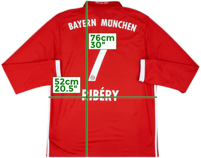 2016-17 Bayern Munich Home L/S Shirt Ribery #7 - 9/10 - (L)
