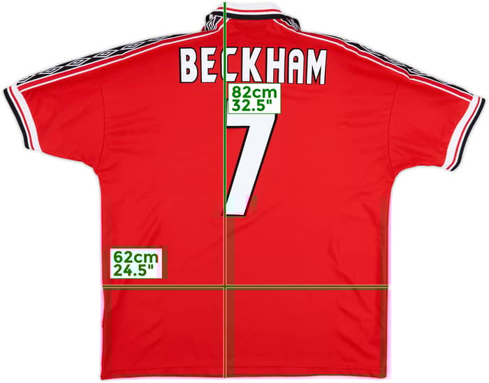 1998-00 Manchester United Home Shirt Beckham #7 - 10/10 - (XXL)