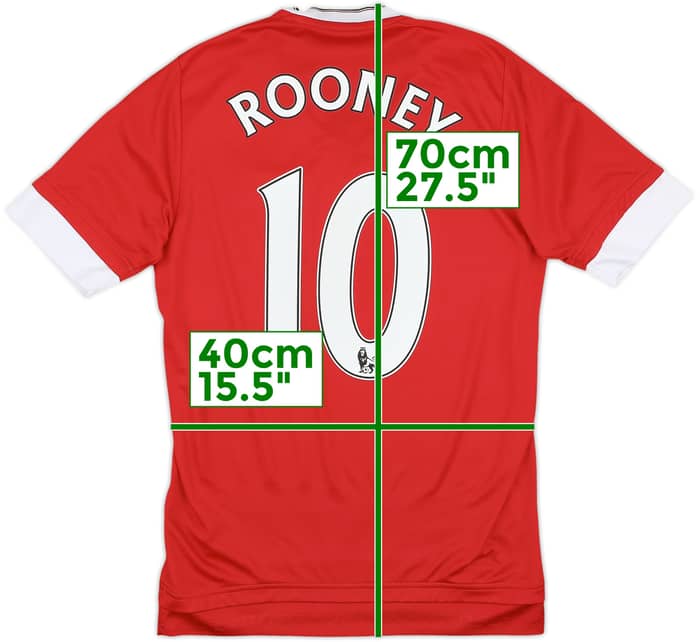 2015-16 Manchester United Home Shirt Rooney #10 - 8/10 - (XS)